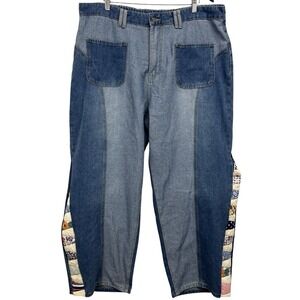 Upcycled Reworked Patchwork Jeans  Festival Boho Women's  2X Read Measurements